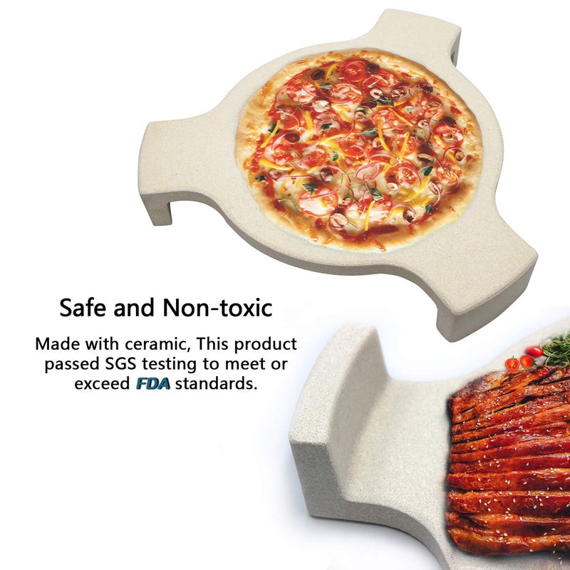 Hongso 18" Ceramic Heat Deflector Conveggtor Pizza Stone Accessories for 18" Large Big Green Egg Grill, Kamado Grills, Char-Griller AKORN Kamado, Indirect Plate Setter with 3 Legs - Image 4